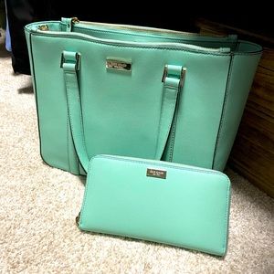 Mint Kate Spade Tote Wallet Set